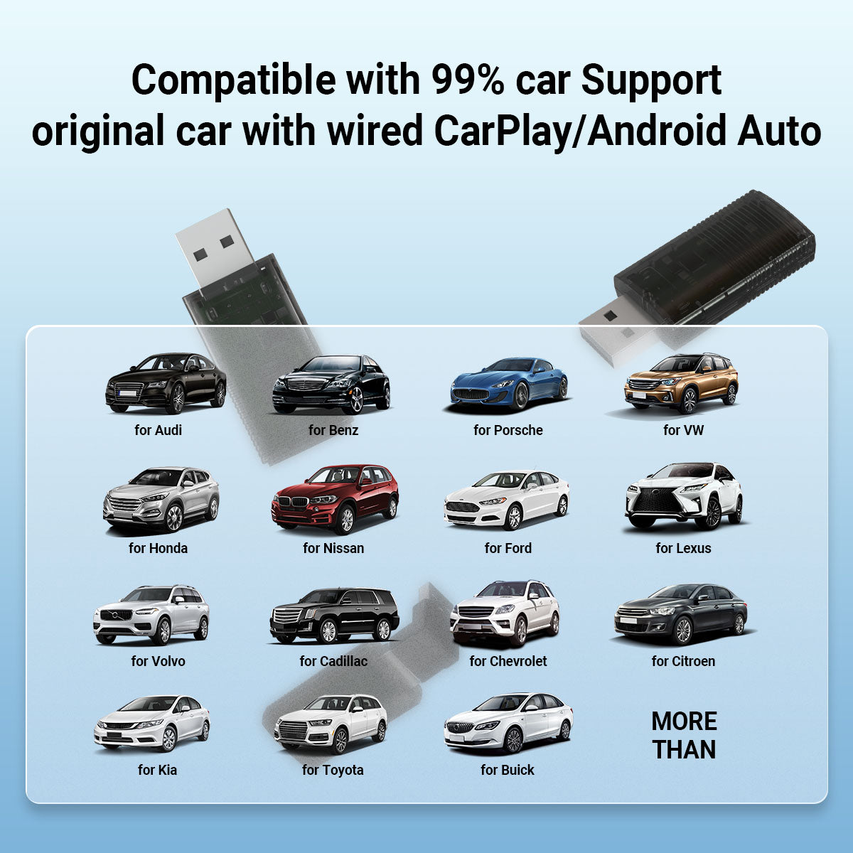 2-i-1 Mini trådløs CarPlay/Android Auto adapter