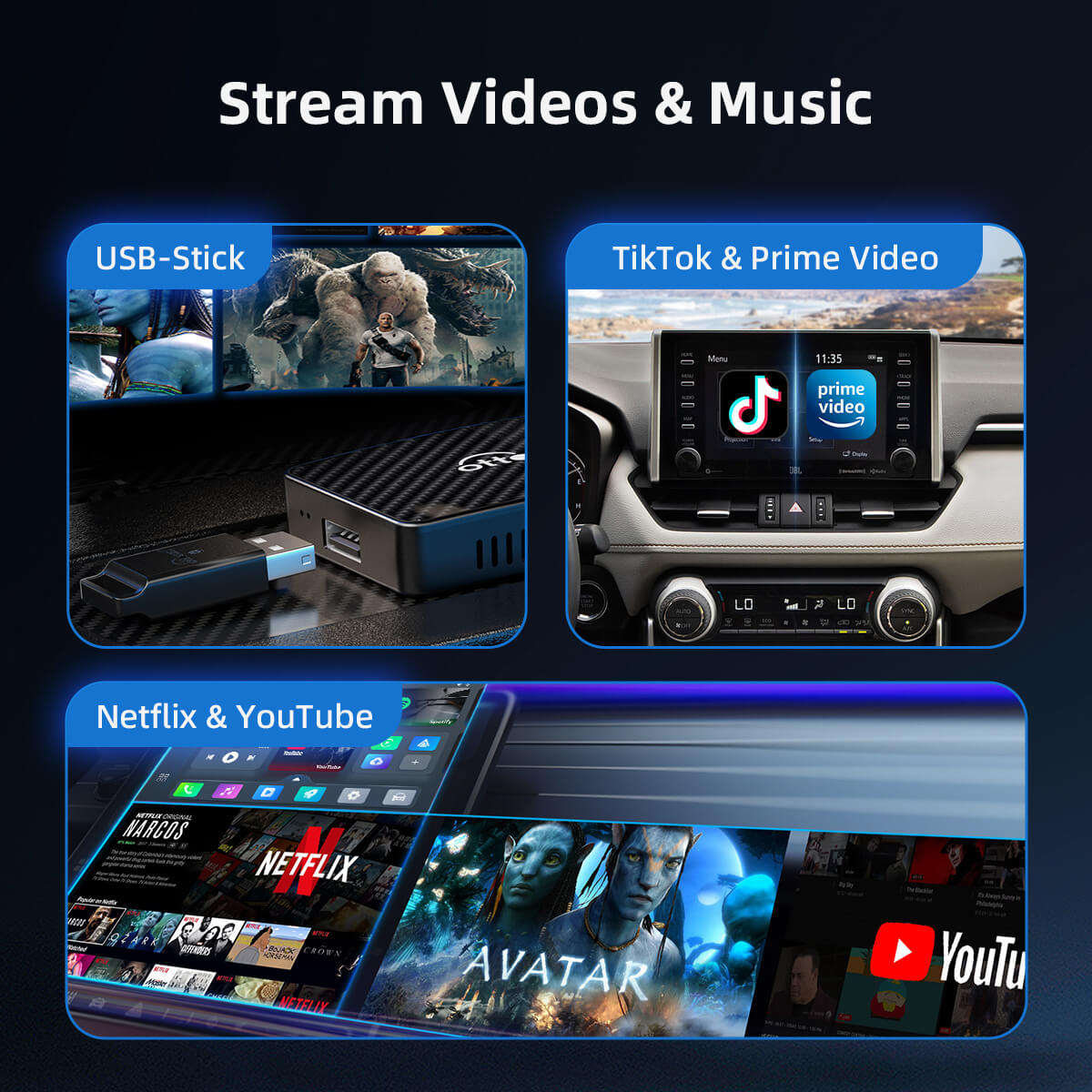 (ΠΕΡΙΟΡΙΣΜΕΝΑ ΑΠΟΘΕΜΑΤΑ) Play2Video Pro Ασύρματος Προσαρμογέας CarPlay/Android Auto Όλα-σε-ένα