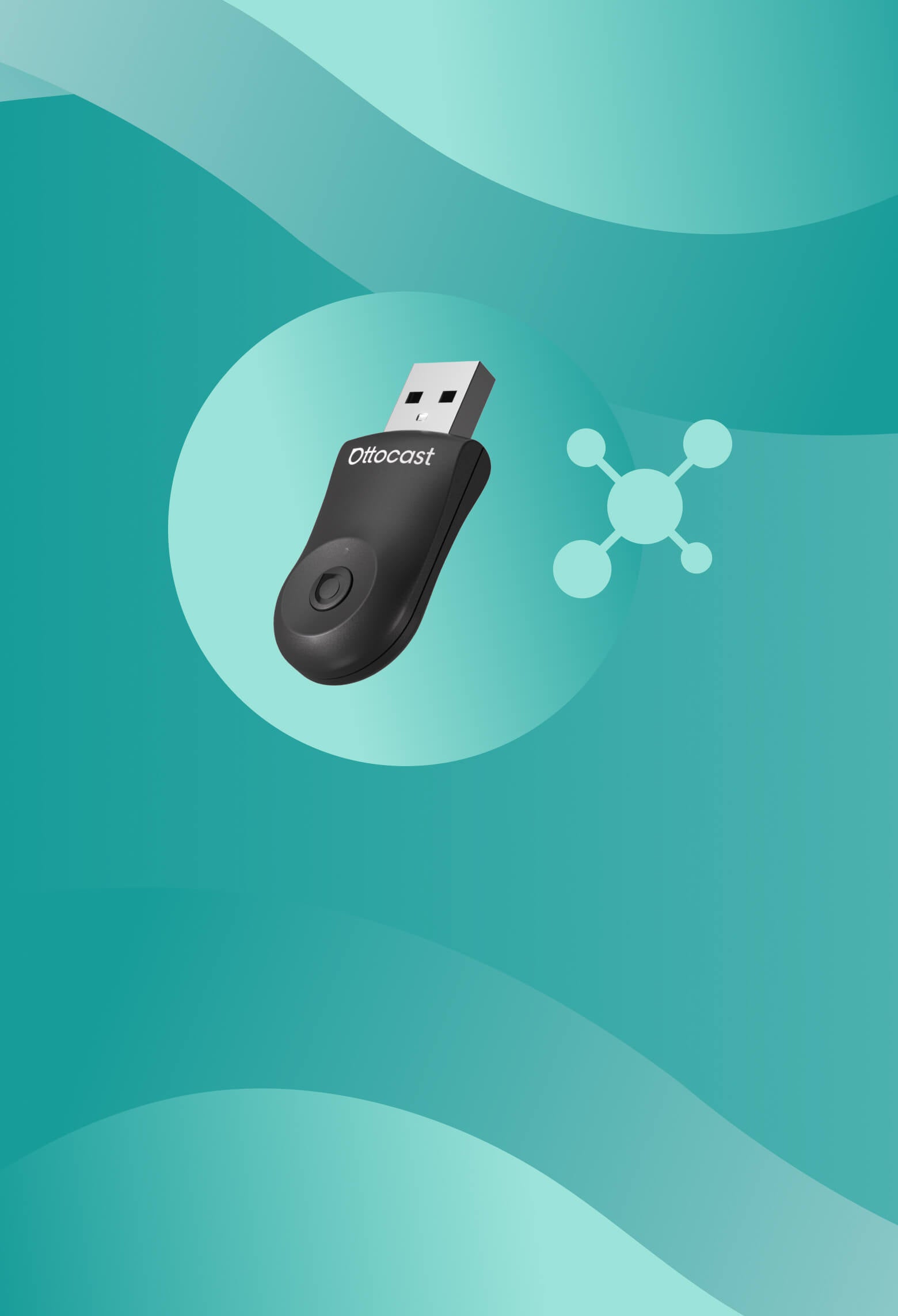 Ottocast mini wireless CarPlay and Android Auto adapter USB dongle for easy car connection