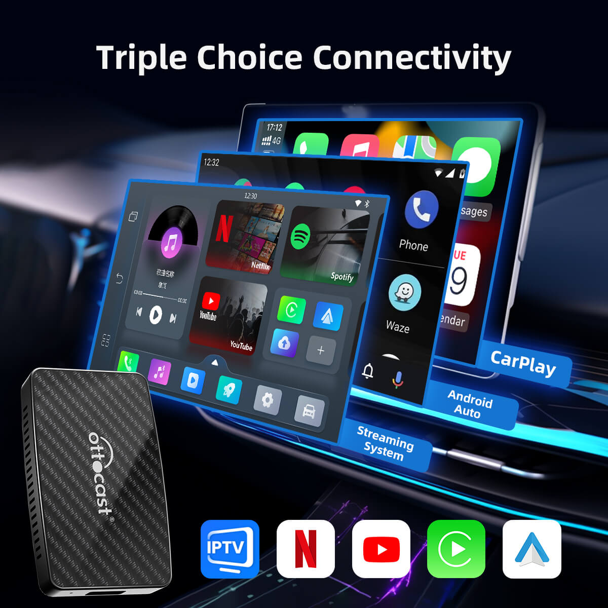 (Heutiges Sonderangebot 40% RABATT) Play2Video Pro Kabelloser CarPlay/Android Auto Adapter mit YouTube & Netflix