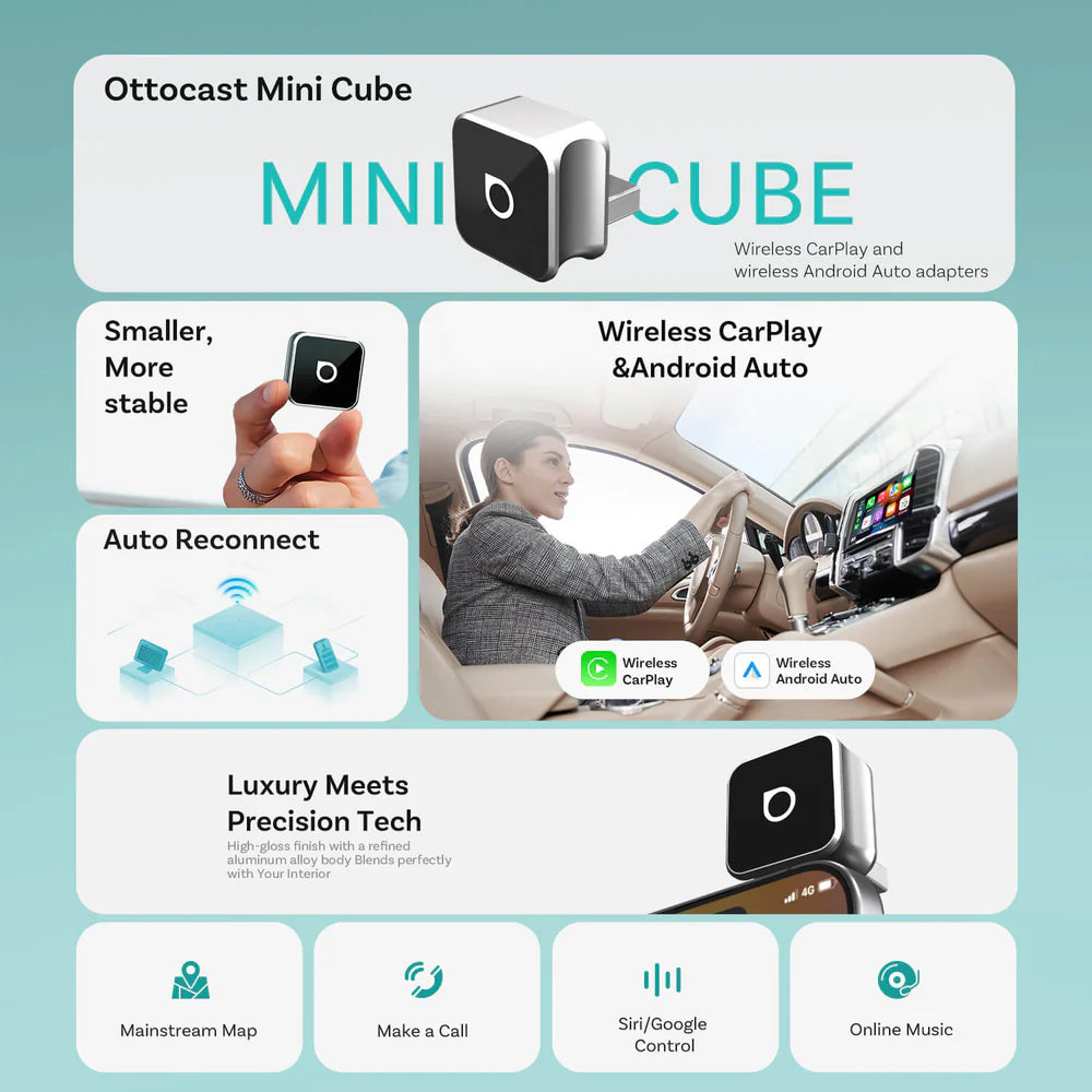 OTTOCAST Mini Wireless CarPlay/Android Auto Adapter