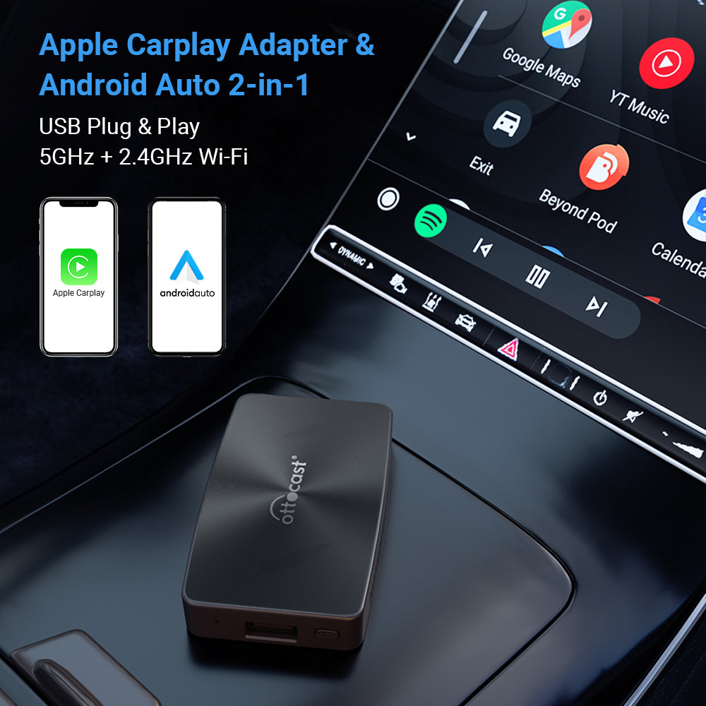 OTTOCAST U2Air Pro Wireless CarPlay Adapter for iPhone - 2024 Newest  Version Wired to Wireless CarPlay Dongle - Dual-band WiFi, Low Latency,  Online