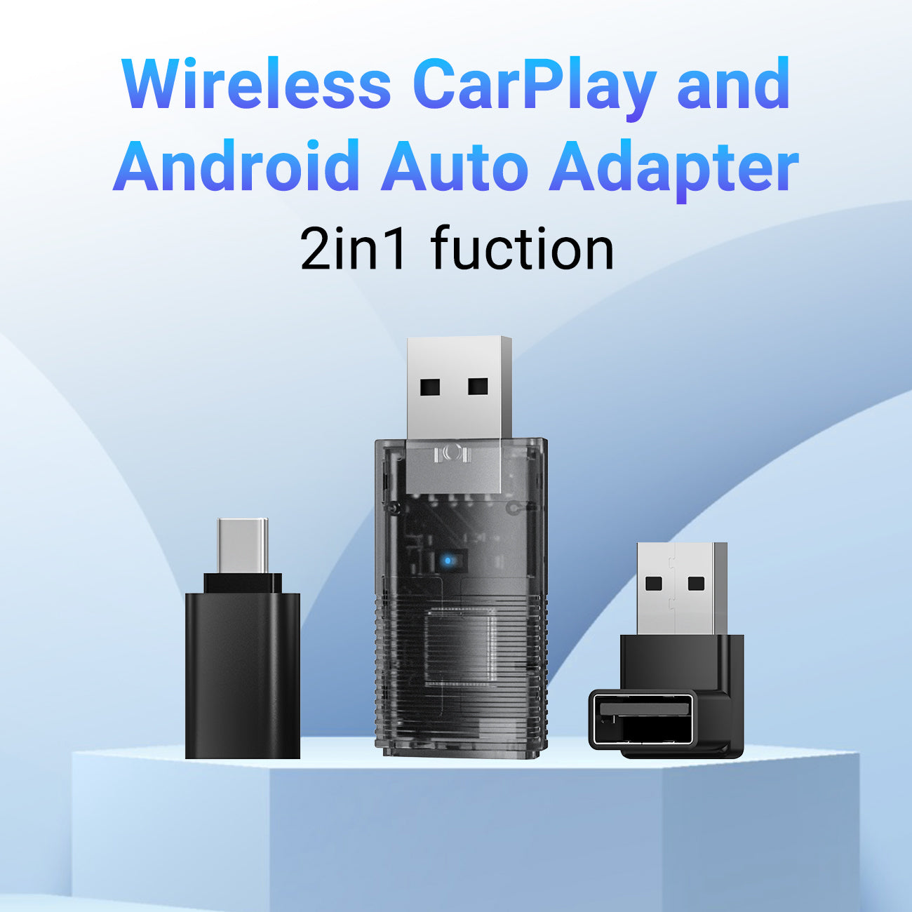 2-i-1 Mini trådløs CarPlay/Android Auto adapter