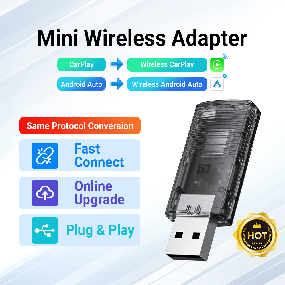 2-i-1 Mini trådløs CarPlay/Android Auto adapter