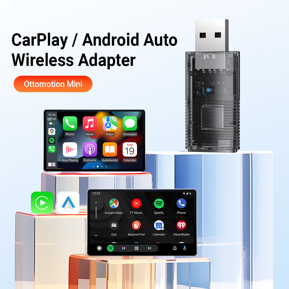 2-i-1 Mini trådløs CarPlay/Android Auto adapter