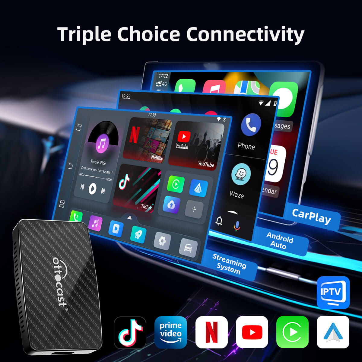 (BEGRÆNSET LAGER) Play2Video Pro trådløs CarPlay/Android Auto alt-i-en adapter