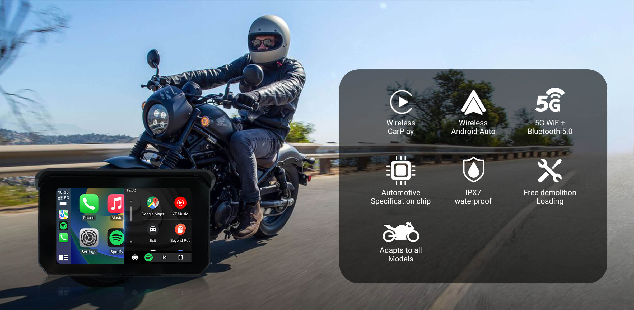 Ottocast C5 Lite Motorcycle Wireless CarPlay Android Auto