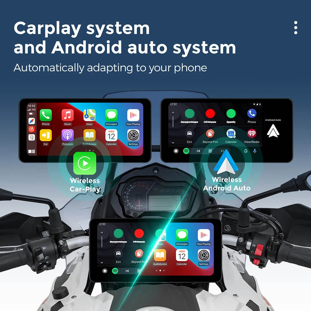 CarPlay Lite C5 अल्ट्रा मोटरसाइकिल एंड्रॉइड 12 GPS डिस्प्ले स्क्रीन DVR कैमरा के साथ