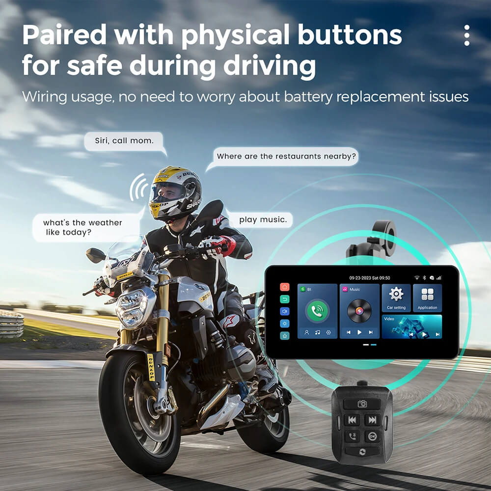 CarPlay Lite C5 अल्ट्रा मोटरसाइकिल एंड्रॉइड 12 GPS डिस्प्ले स्क्रीन DVR कैमरा के साथ