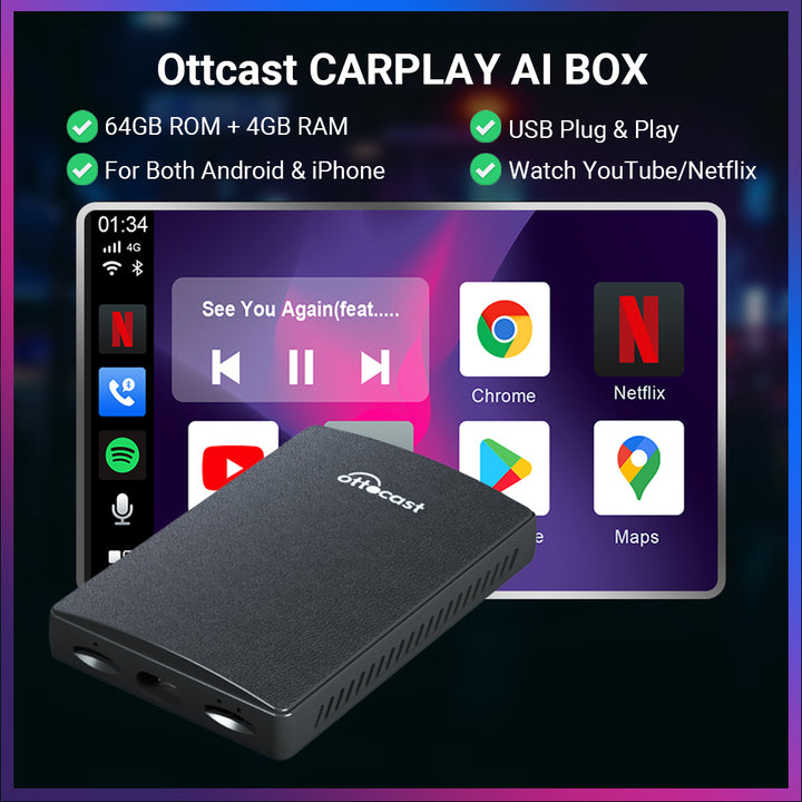 Buy Wholesale China Ottocast Car Multimedia Box Smart Android Box Wireless  Carplay Ai Box Android Auto Wireless Adapter With  Netflix &  Wireless Carplay Adapter at USD 39